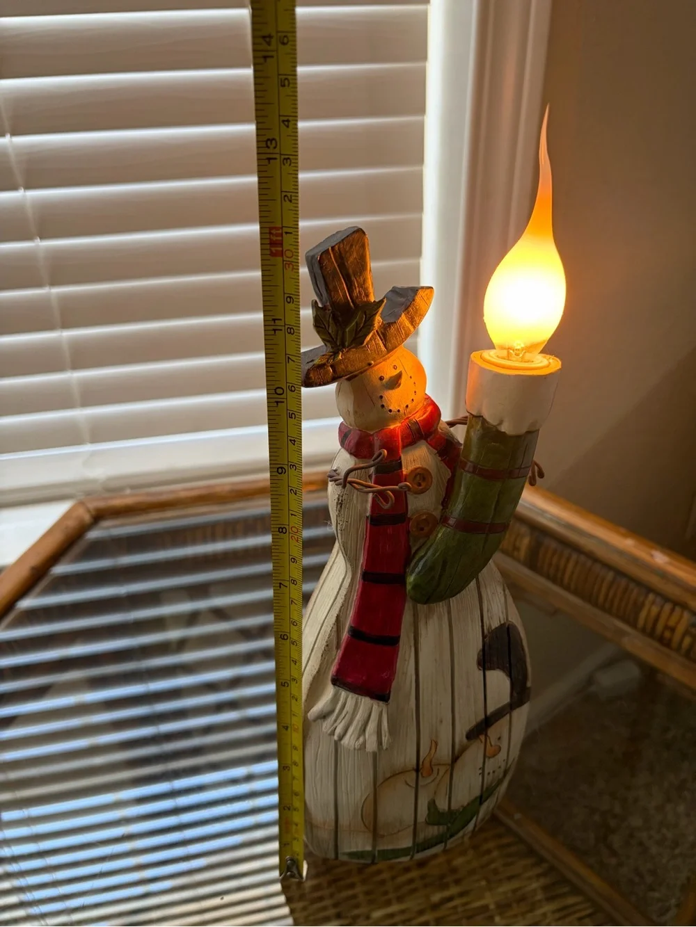 Vintage Snowman Night Light Table Lamp with Red Scarf